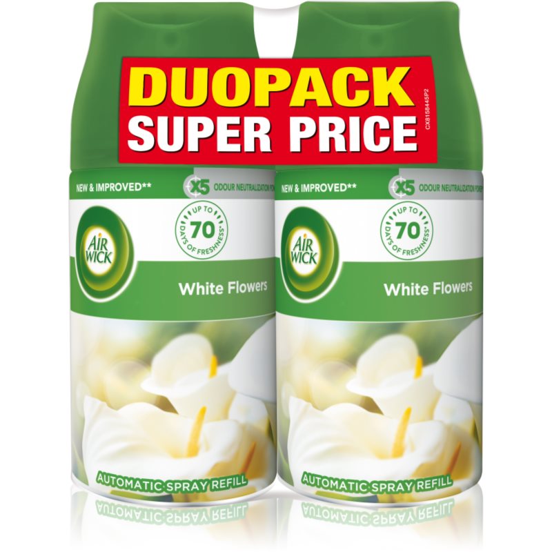 Air Wick Freshmatic White Flowers ароматизатор за въздух пълнител с аромат DUO 2x250 мл.