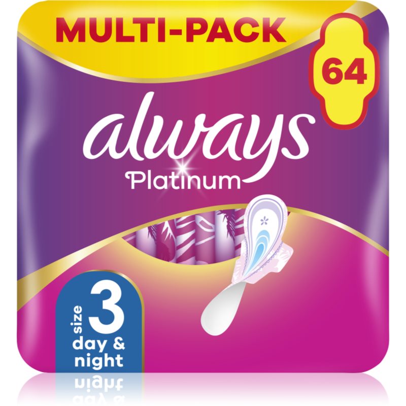 Always Platinum Day & Night санитарни кърпи 64 бр. на ниска цена
