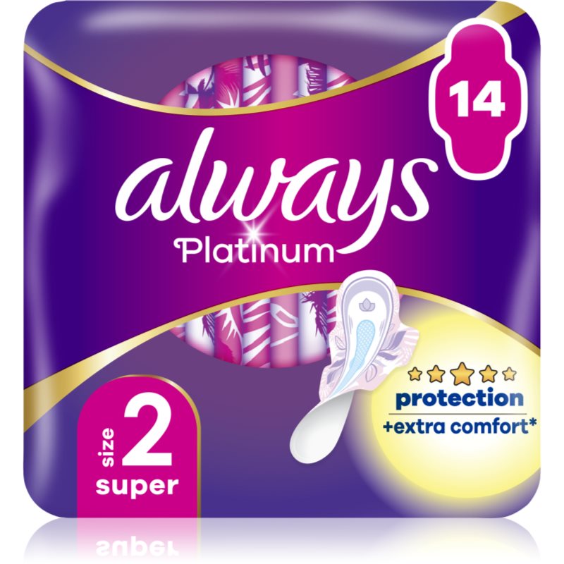 Always Platinum Super Size 2 санитарни кърпи 14 бр. на ниска цена