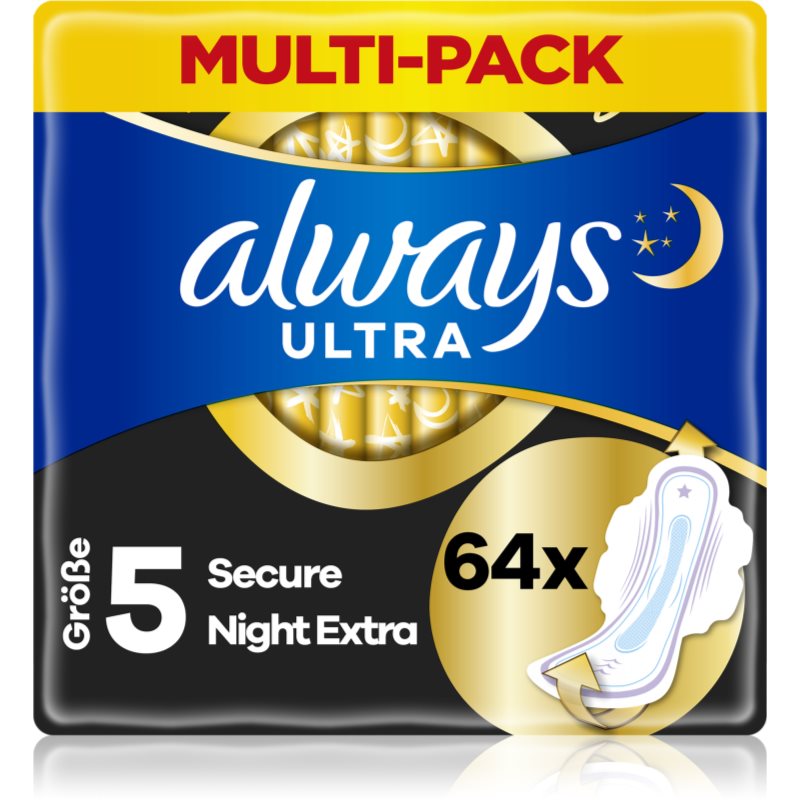 Always Ultra Secure Night Extra санитарни кърпи 64 бр. на ниска цена