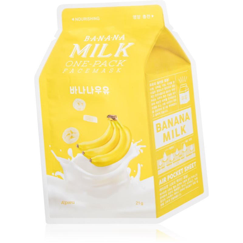A’pieu One-Pack Milk Mask Banana подхранваща платнена маска 21 мл.