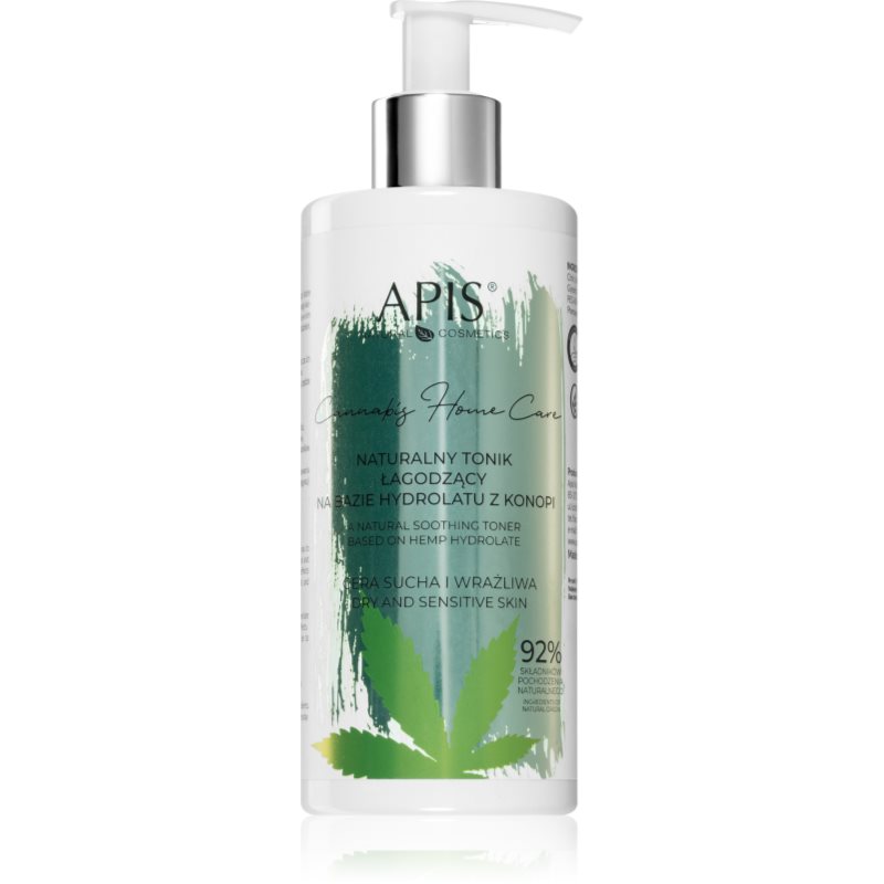 Apis Natural Cosmetics Cannabis Home Care успокояващ тоник за суха до чувствителна кожа 300 мл.