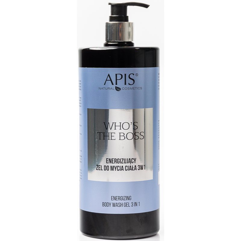 Apis Natural Cosmetics Who's the boss енергизиращ душ-гел 3 в 1 за мъже 1000 мл.