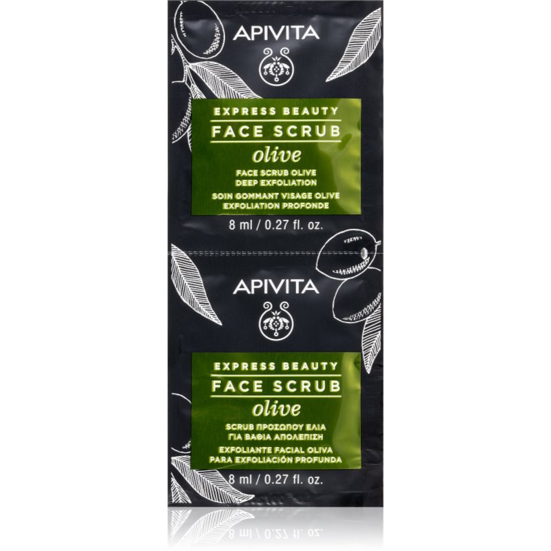 Apivita Express Beauty Exfoliating Face Scrub Olive интензивен почистващ пилинг за лице 2 x 8 мл.