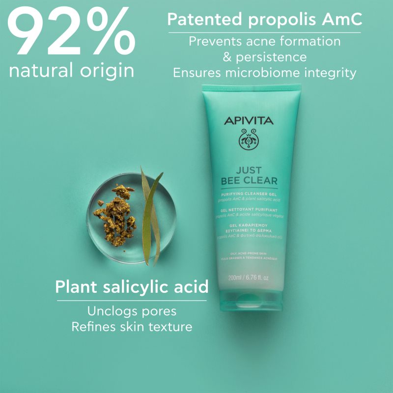 Apivita Just Bee Clear Purifying Cleanser Gel почистващ гел за лице против акне 200 мл. на ниска цена