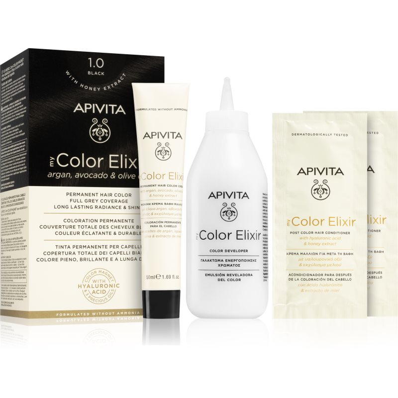 Apivita My Color Elixir боя за коса без амоняк цвят 1.0 Black 1 бр.