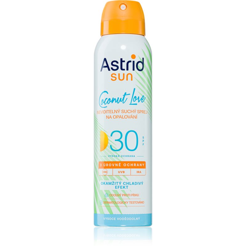 Astrid Sun Coconut Love невидим спрей за тен SPF 30 с висока UV защита 150 мл.