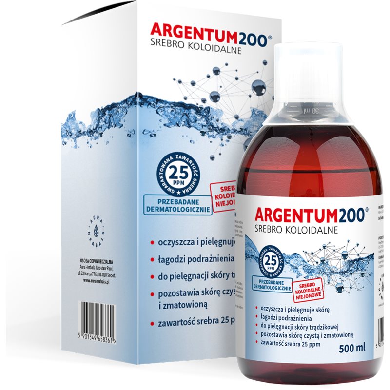 Aura Herbals Argentum 200 Collodial Silver 25 ppm тоник с колоидно сребро 500 мл.