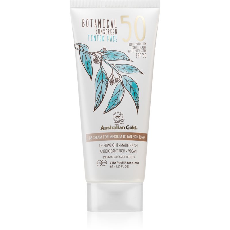 Australian Gold Botanical Tinted Face тониращ защитен крем SPF 50 Medium 88 мл.
