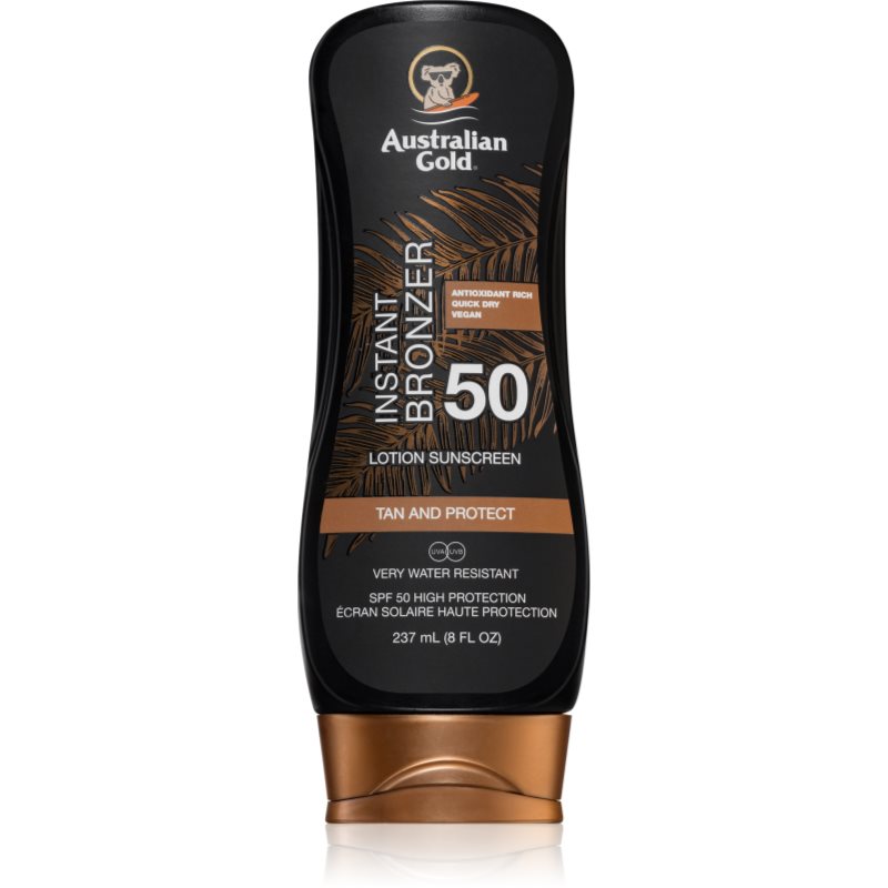 Australian Gold Lotion With Bronzer защитна грижа против слънчеви лъчи с бронзър SPF 50 237 мл.