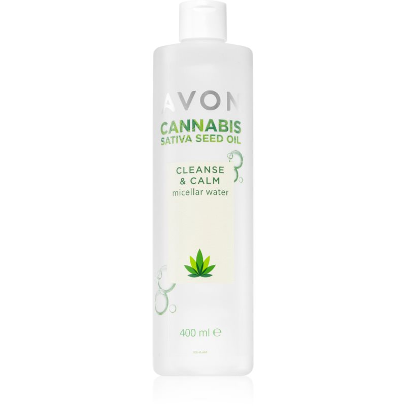 Avon Cannabis Sativa Oil Cleanse & Calm мицеларна вода за почистване с успокояващ ефект 400 мл.