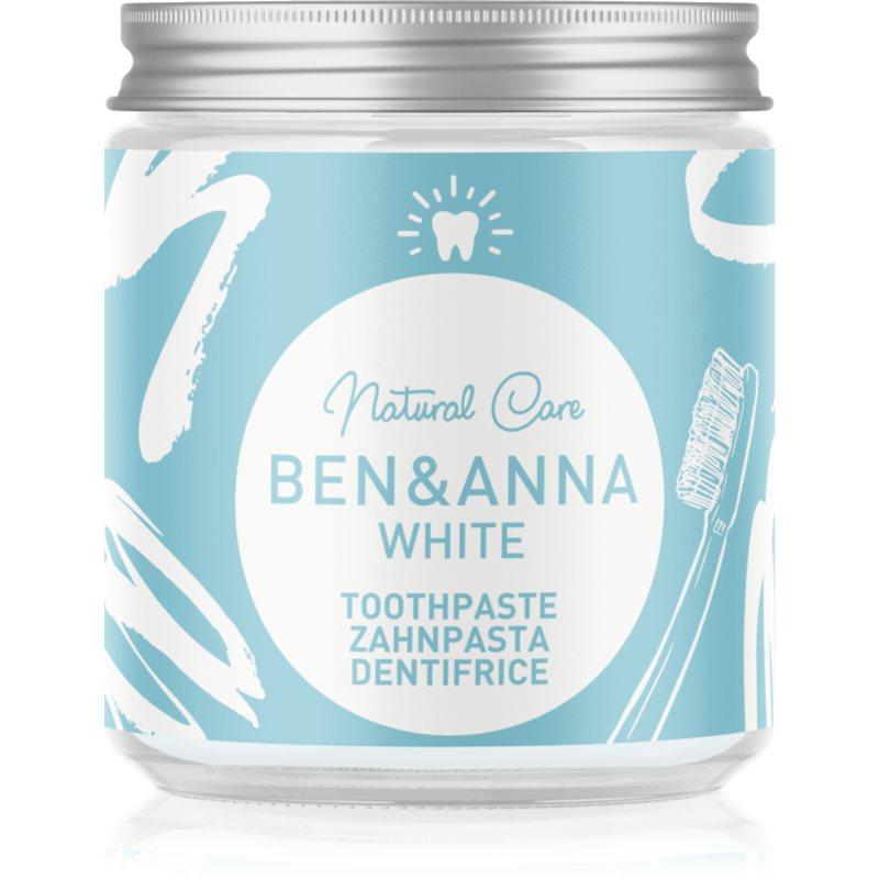 BEN&ANNA Natural Toothpaste White паста за зъби в стъклен дозатор с избелващ ефект 100 мл.