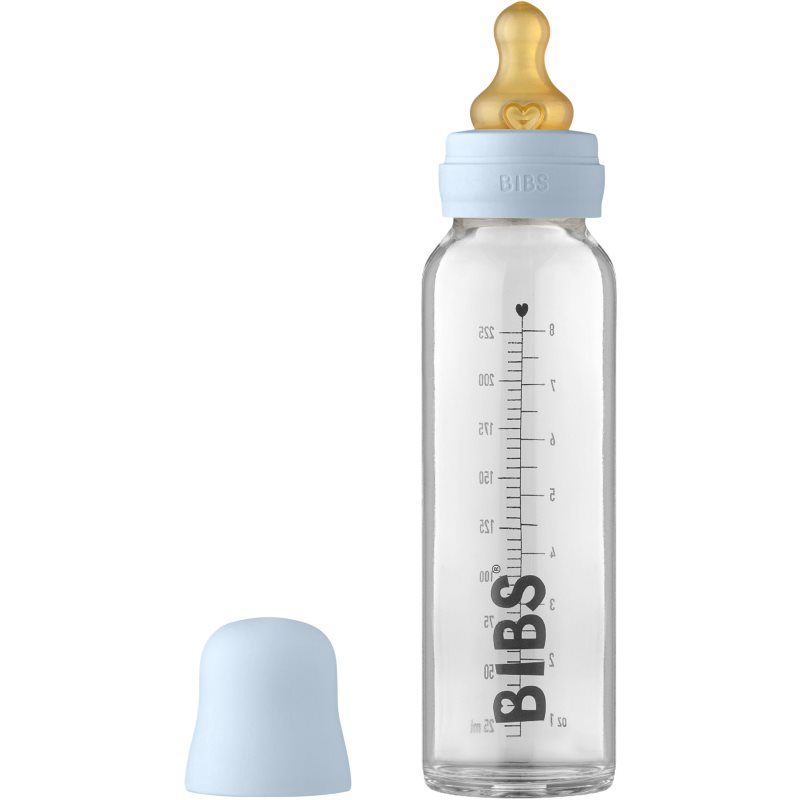 BIBS Baby Glass Bottle 225 ml бебешко шише Baby Blue 225 мл.