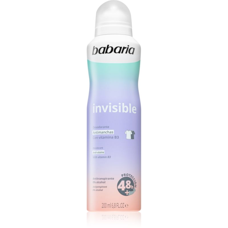 Babaria Deodorant Invisible антиперспирант-спрей срещу бели и жълти петна 200 мл.