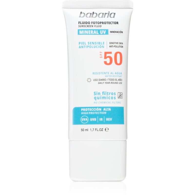 Babaria Sun Face защитен флуид без химически филтри за лице SPF 50 50 мл.