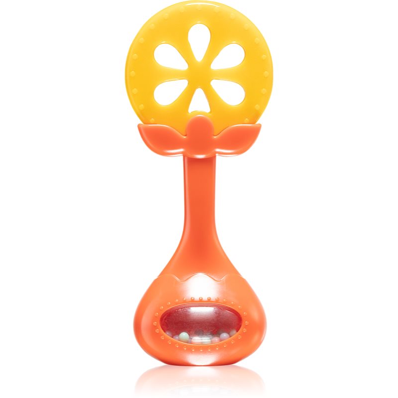 BabyOno Have Fun Teether гризалка с дрънкалка Juicy Orange 1 бр.