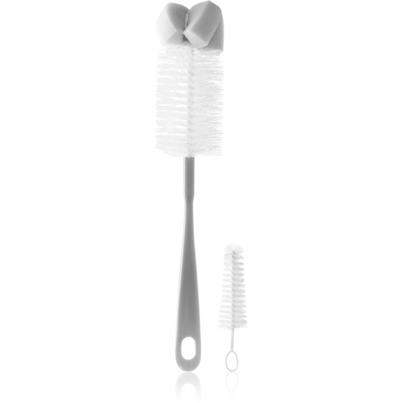 BabyOno Take Care Brush for Bottles and Teats with Mini Brush & Sponge Tip четка за почистване Grey 2 бр.