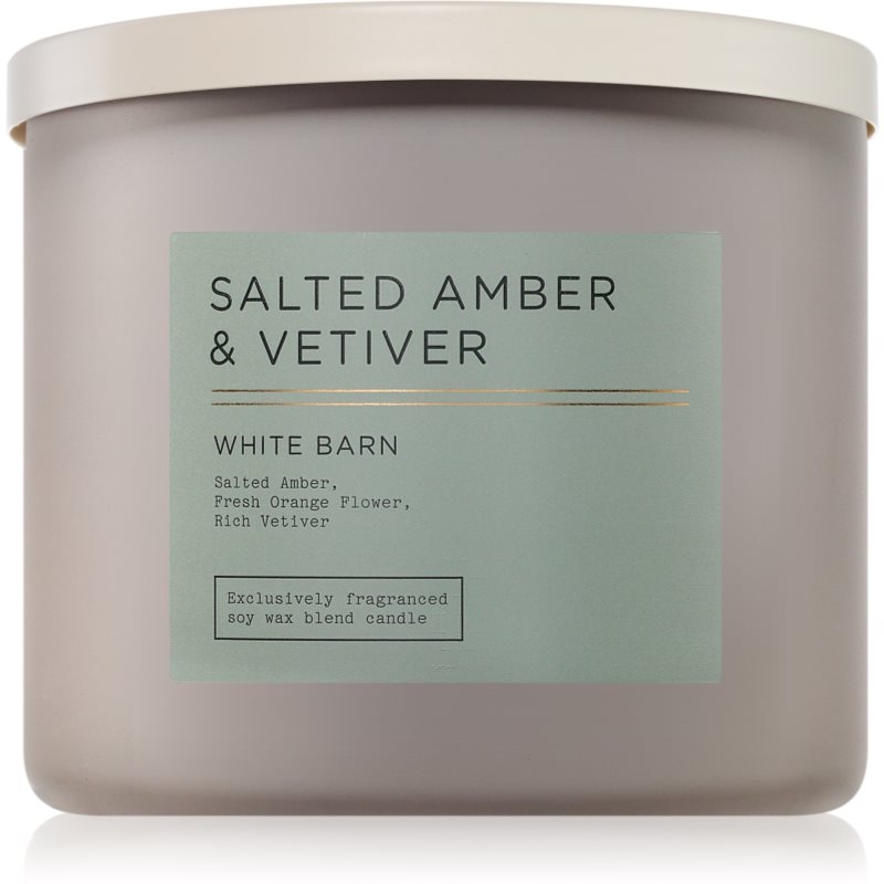 Bath & Body Works Salted Amber & Vetiver ароматна свещ 411 гр.