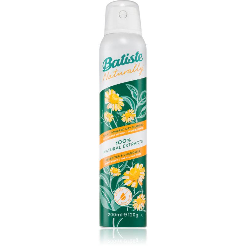 Batiste Naturally Green tea & Chamomile сух шампоан за абсорбиране на излишния себум а освежаване на косата 200 мл.