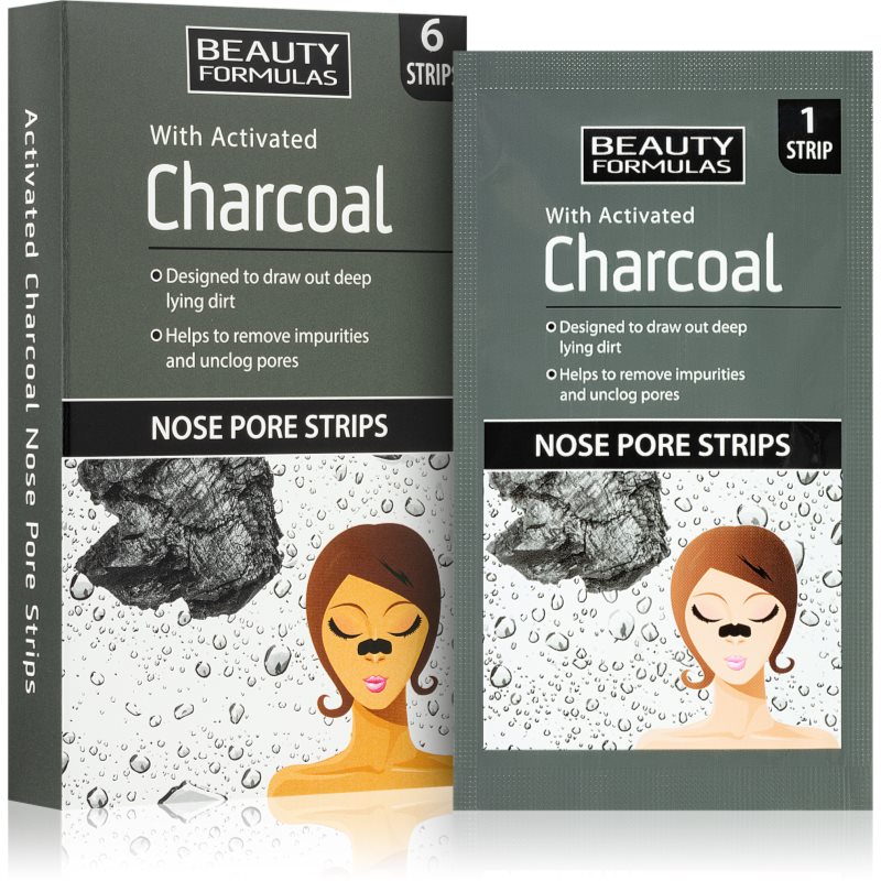 Beauty Formulas Charcoal почистваща лепенка за запушени пори по носа 6 бр.