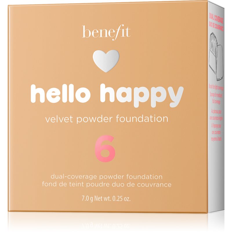 Benefit Hello Happy Velvet Powder Foundation компактна пудра цвят 6 Medium Warm 7 гр. на ниска цена