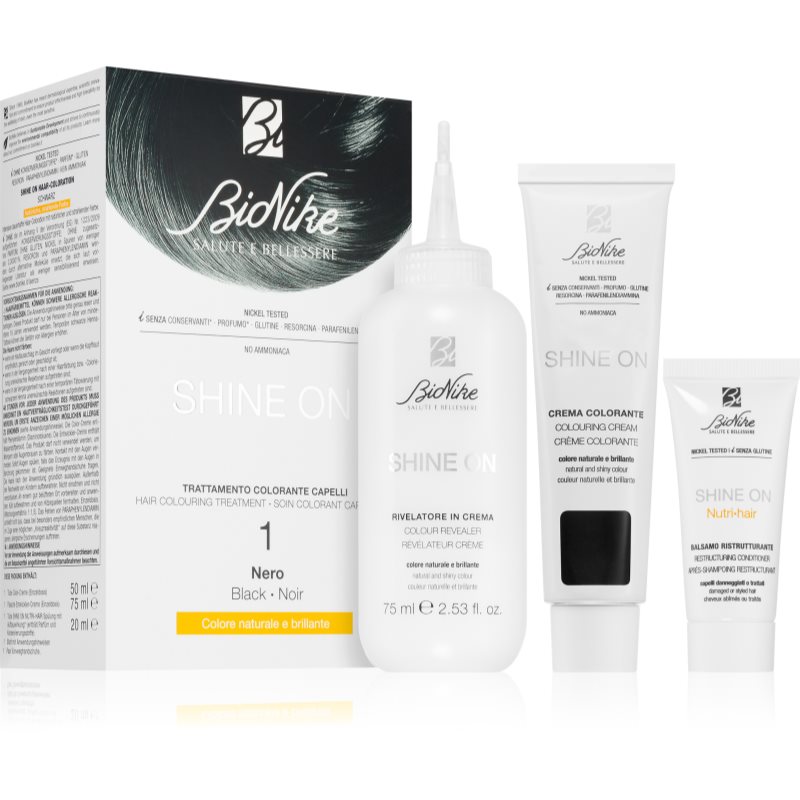BioNike SHINE ON перманентната боя за коса цвят 1 Black 1 бр.