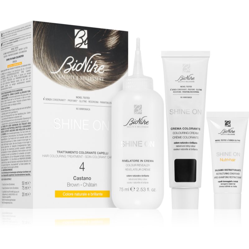 BioNike SHINE ON перманентната боя за коса цвят 4 Brown 1 бр.