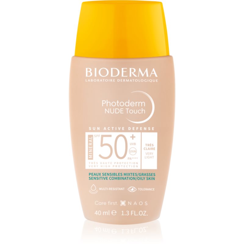 Bioderma Photoderm Nude Touch минерален слънцезащитен флуид за лице SPF 50+ цвят Very light 40 мл.