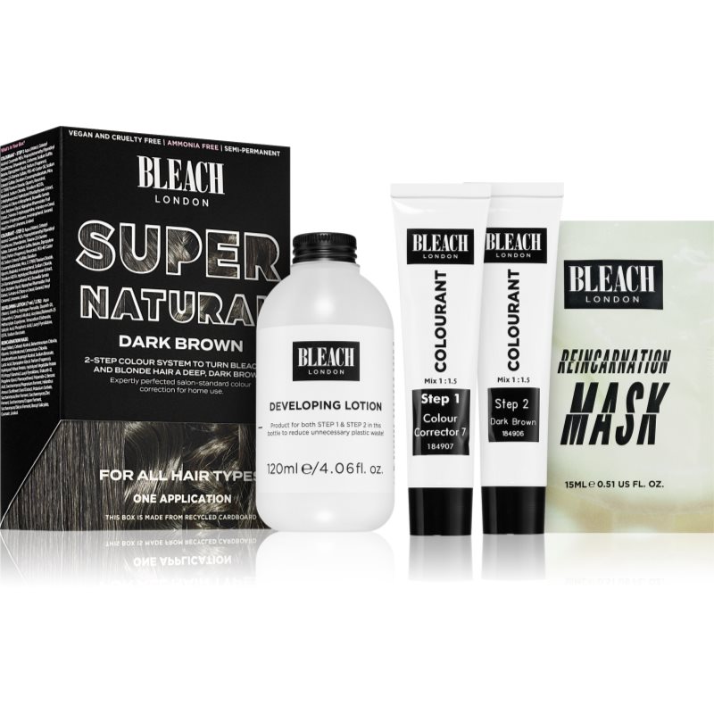 Bleach London Super Naturals Dark Brown полу-перманента боя за коса цвят Dark Brown 1 бр.