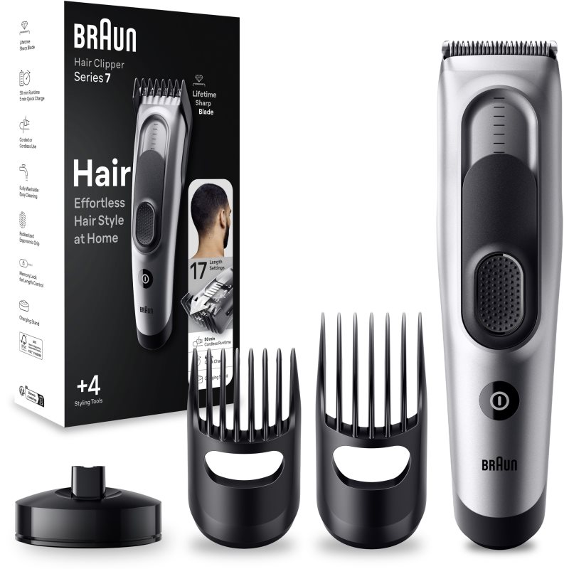 Braun Series 7 HC7390 машинка за подстригване на коса 17 възможности за настройване на дължината за мъже на ниска цена
