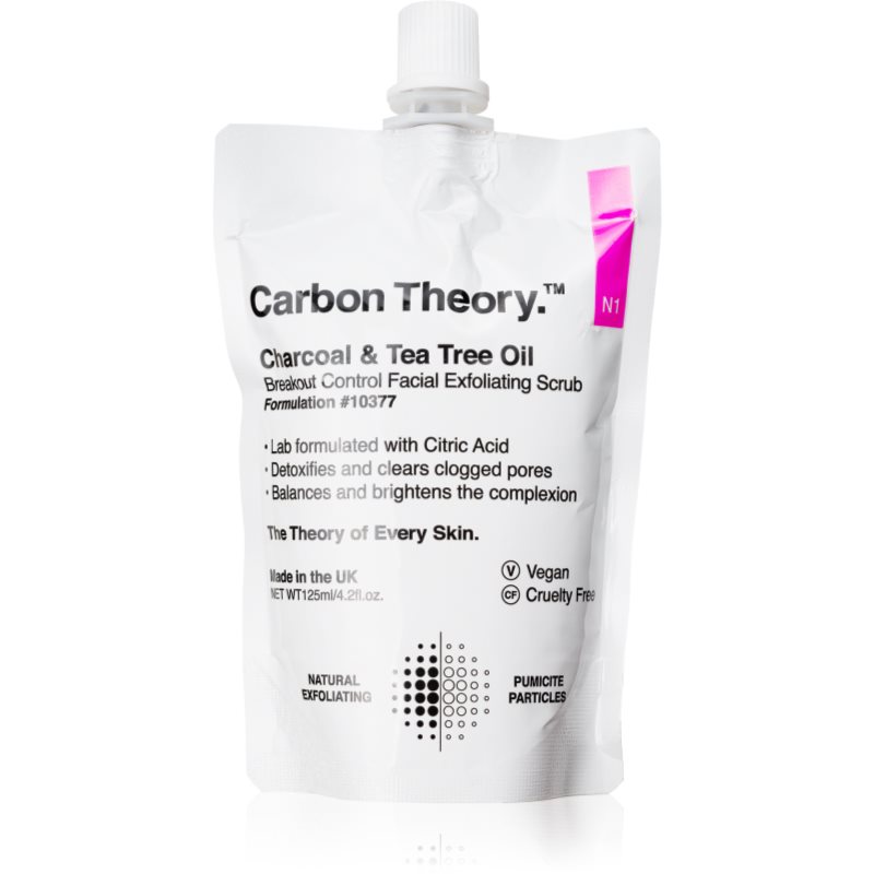 Carbon Theory Charcoal & Tea Tree Oil почистващ пилинг за лице за проблемна кожа