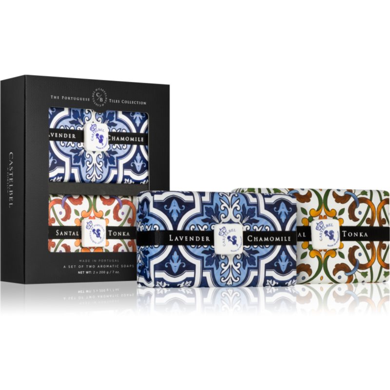 Castelbel Tile Lavender & Chamomile + Santal Tonka твърд сапун подаръчен комплект 2x200 гр.