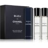 Chanel Bleu de Chanel travel парфюмна вода (1 бр. зареждащ се + 2 бр. пълнеж) за мъже 3 x 20 мл.