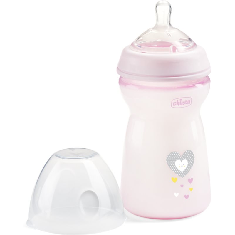 Chicco Natural Feeling Girl бебешко шише 6m+ 330 мл.