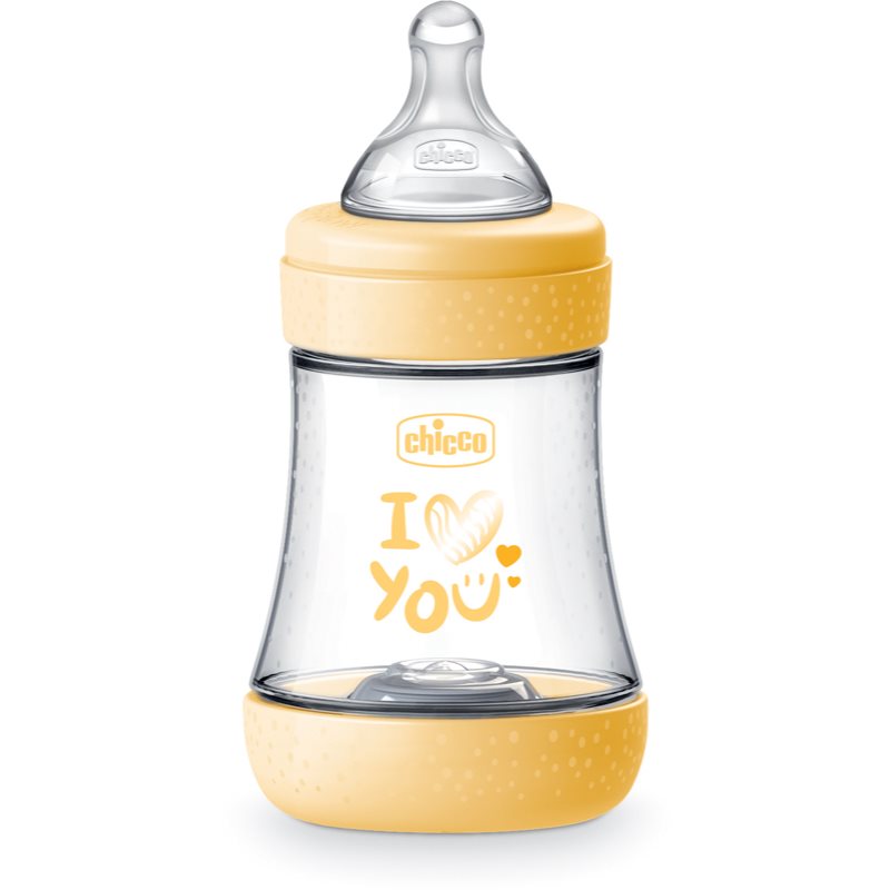 Chicco Perfect 5 бебешко шише 0 m+ Slow Flow Yellow 150 мл.