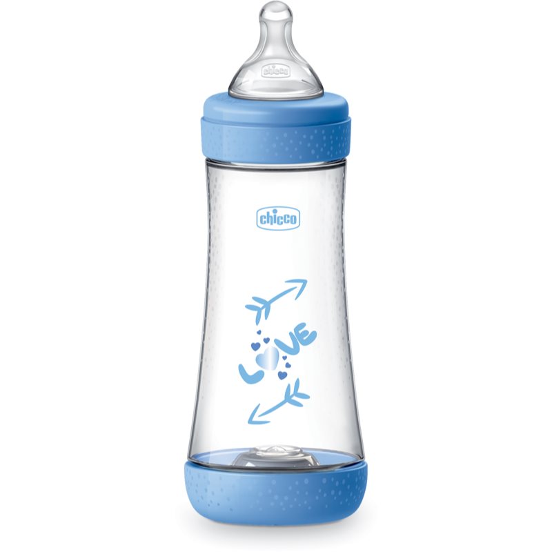 Chicco Perfect 5 бебешко шише 4 m+ Fast Flow Blue 300 мл.