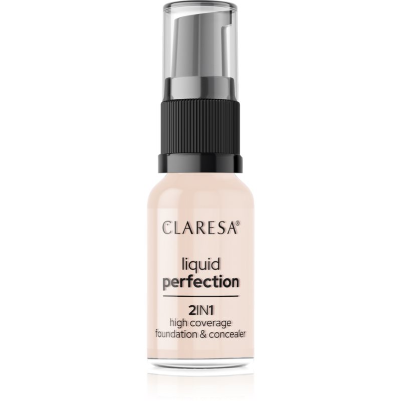Claresa Liquid Perfection 2in1 високо покривен фон дьо тен цвят 101 Light 18 гр.