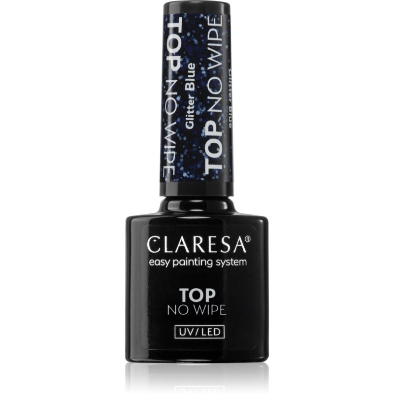 Claresa UV/LED Top Glitter No Wipe гел топ лак за нокти с блестящи частици цвят Glitter Blue 5 гр.