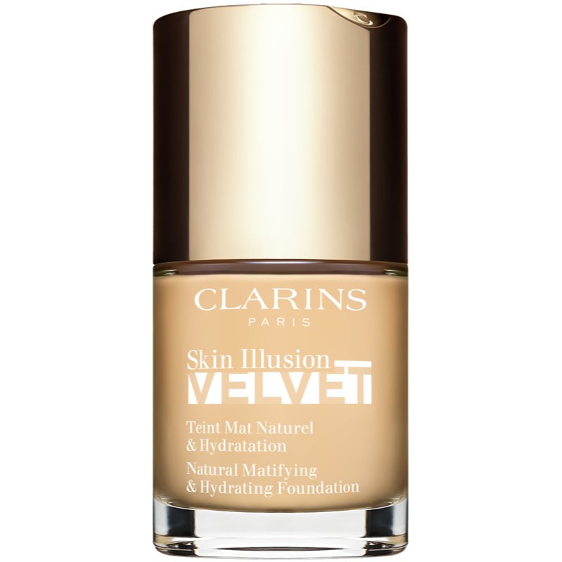 Clarins Skin Illusion Velvet течен фон дьо тен с матов завършек с подхранващ ефект цвят 100