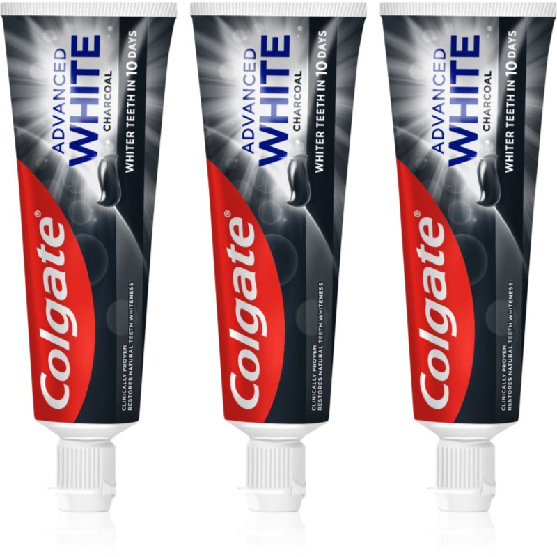 Colgate Advanced White Charcoal избелваща паста за зъби с активен въглен 3x75 мл.