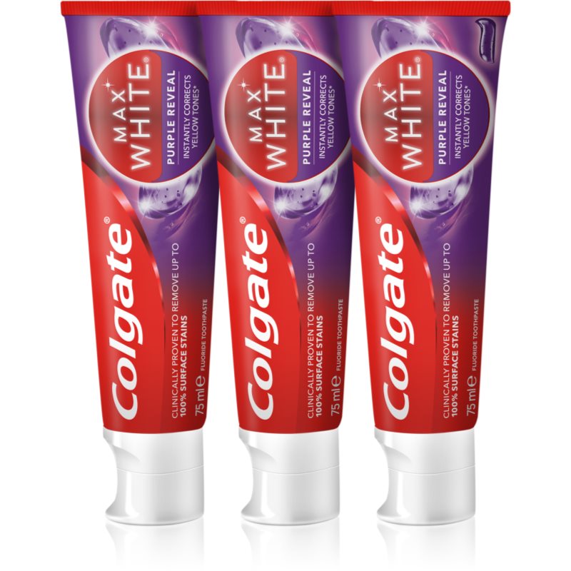 Colgate Max White Purple Reveal освежаваща паста за зъби 3x75 мл.
