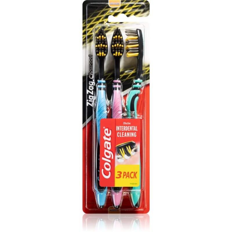 Colgate Zig Zag Charcoal четки за зъби medium 3 бр.