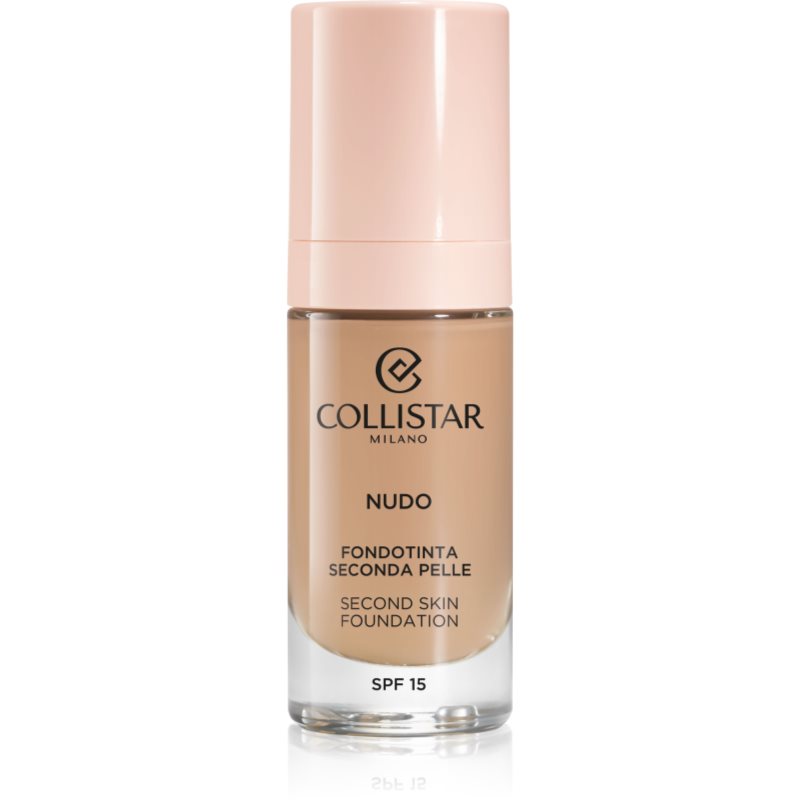 Collistar NUDO Second Skin Foundation SPF 15 озаряващ хидратиращ фон дьо тен с изглаждащ ефект цвят 3R Naturale Rosato 30 мл.