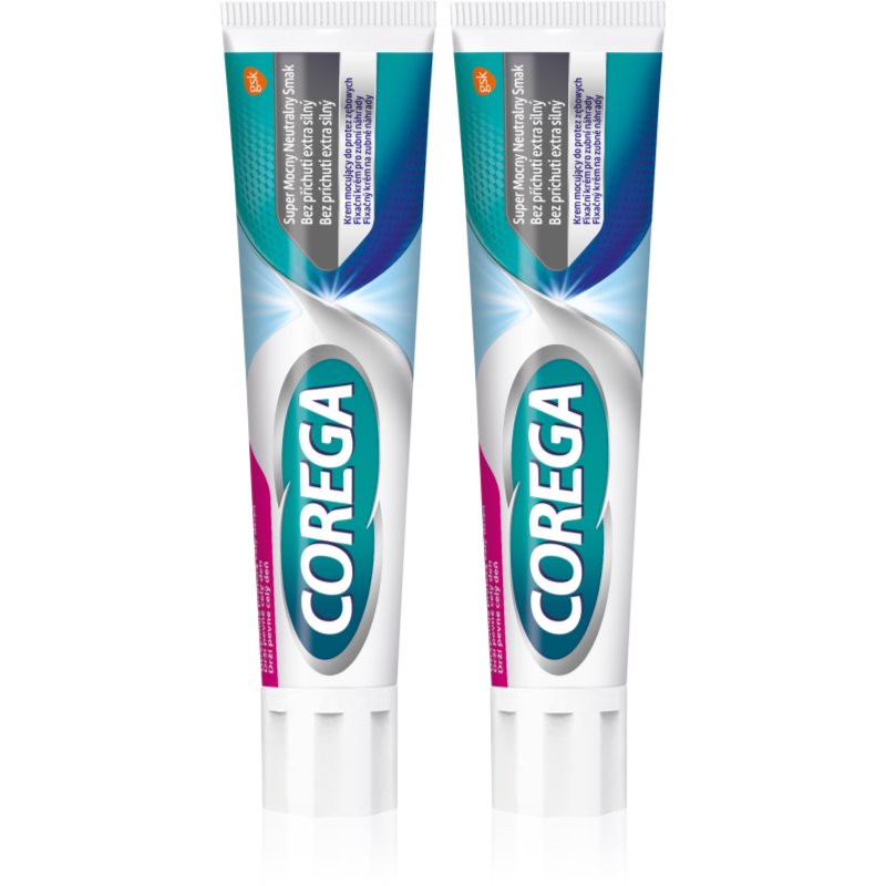 Corega Extra Strong No Flavour лепило крем за зъбни протези 2x70 гр.