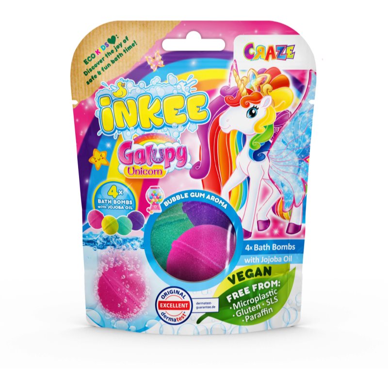 Craze INKEE Unicorn бомбичка за вана за деца 4x50 гр.