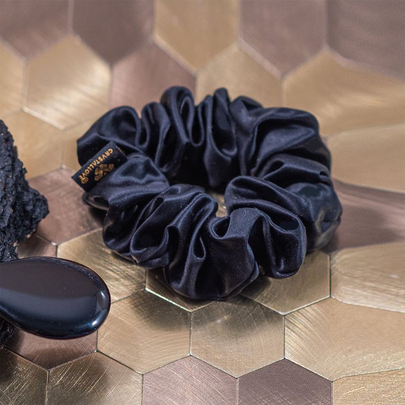 Crystallove Silk Scrunchie копринен ластик за коса Black 1 бр. на ниска цена