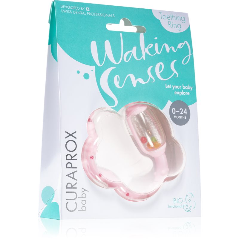 Curaprox Baby Waking Senses Чесалка за зъби с четка за масаж и дрънкалка 1 бр.