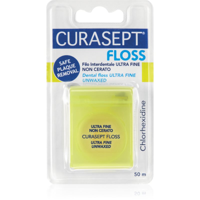 Curasept Dental Floss Ultra Fine Unwaxed конец за зъби без восък с антибактериална добавка 50 м