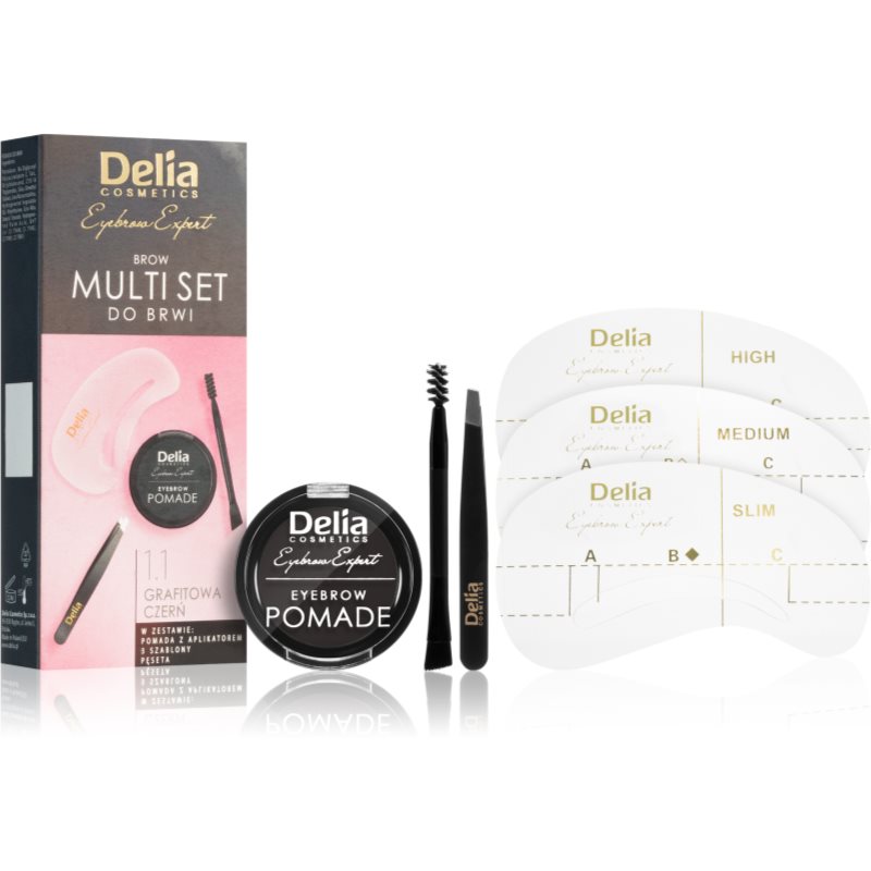 Delia Cosmetics Eyebrow Expert Zest комплект за оформяне на вежди цвят 1.1 Graphite Black 1 бр.