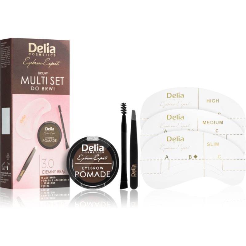 Delia Cosmetics Eyebrow Expert Zest комплект за оформяне на вежди цвят 3.0 Dark Brown 1 бр.